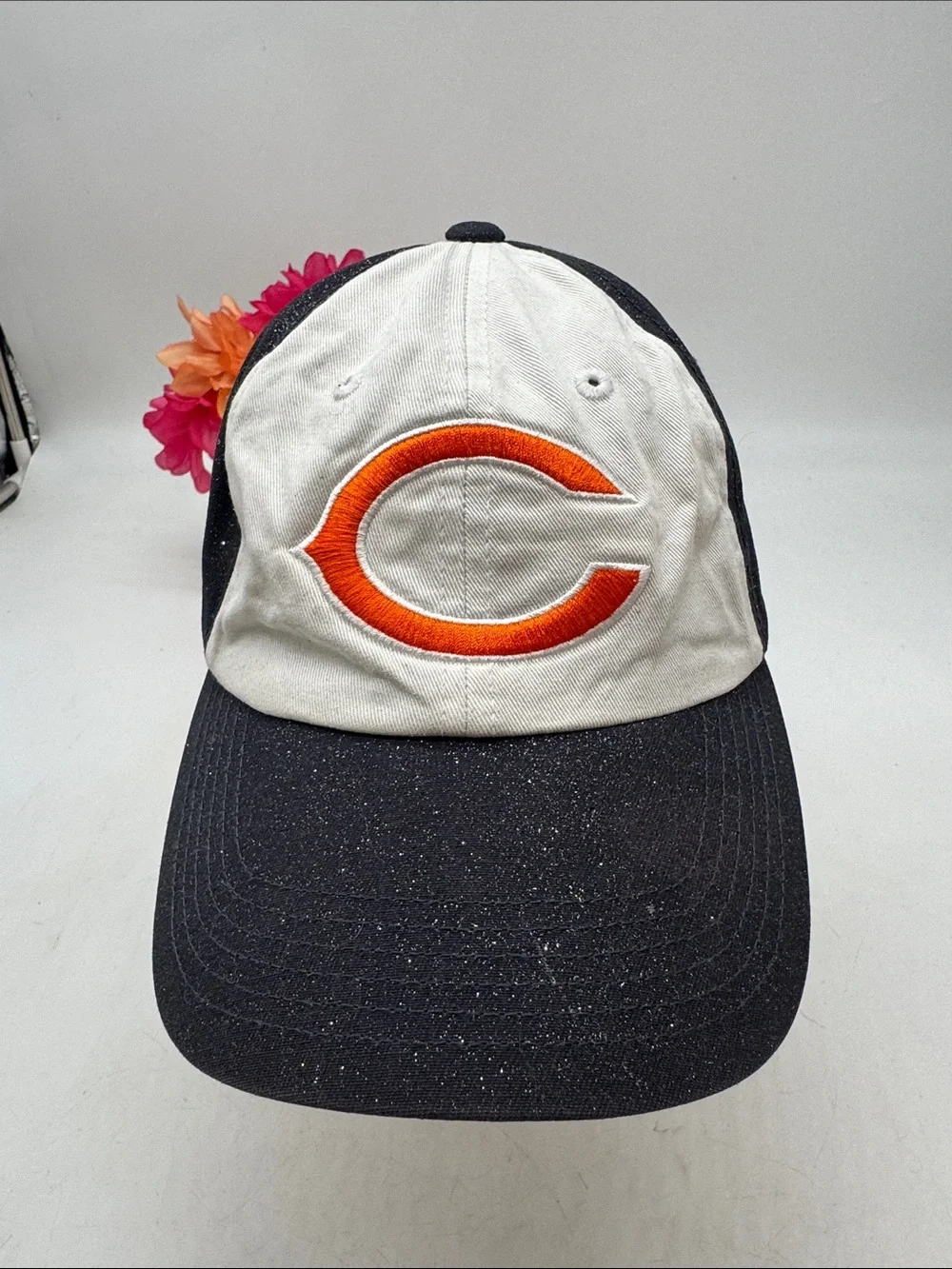 Chicago Bears NFL Team Apparel Cap in Navy, White & Red Logo Adjustable HT10278G
